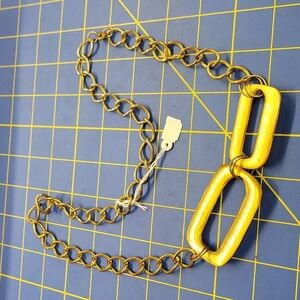 Vintage 1980s Gold Tone Large Link 27" Necklace Rectangle Accents